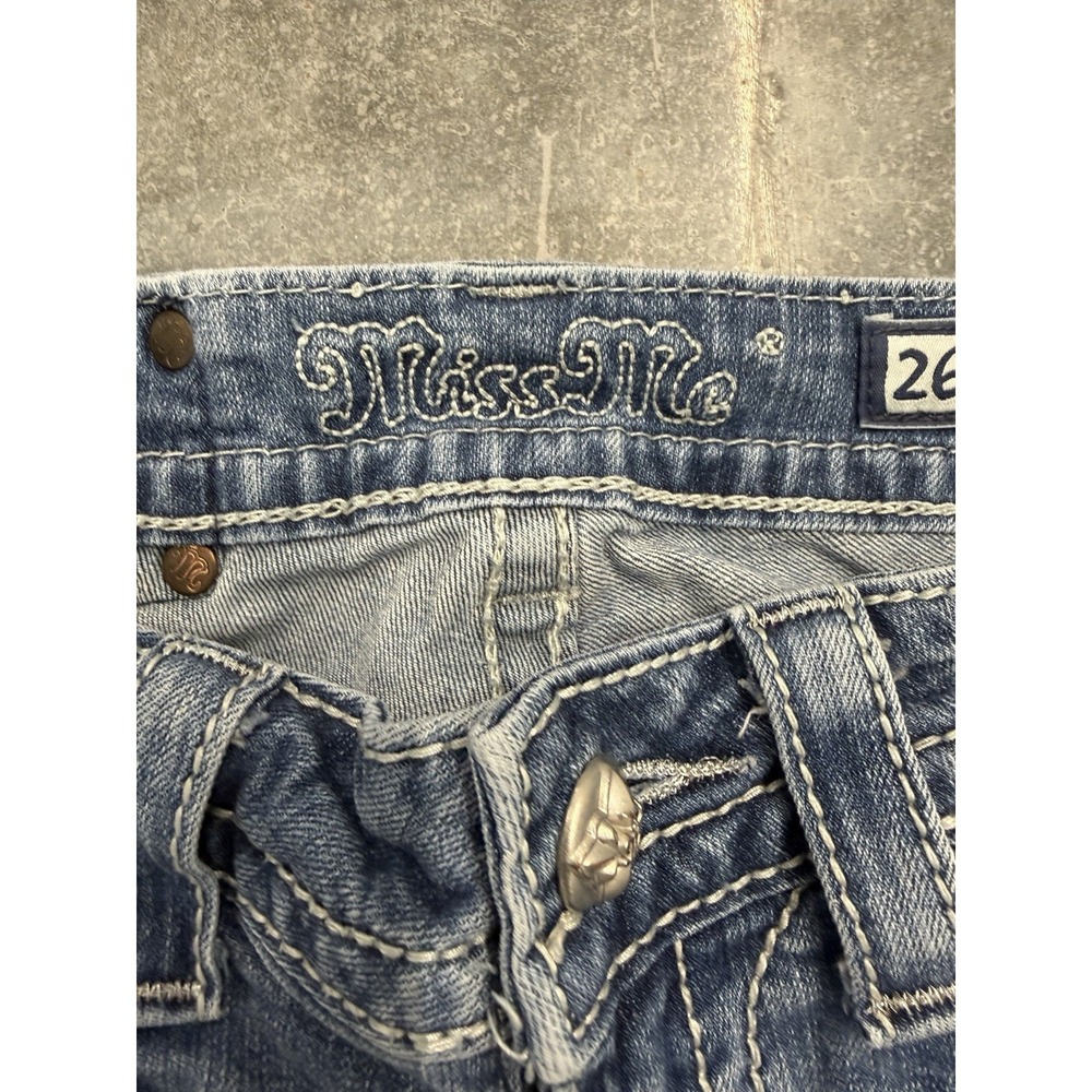Miss Me Skinny Jeans Size 26 Dark Wash Embellished Pockets 32 Inseam JP578352 - Picture 4 of 11